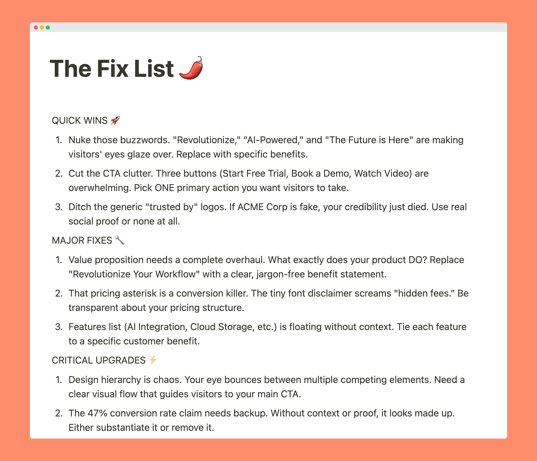 The Fix List